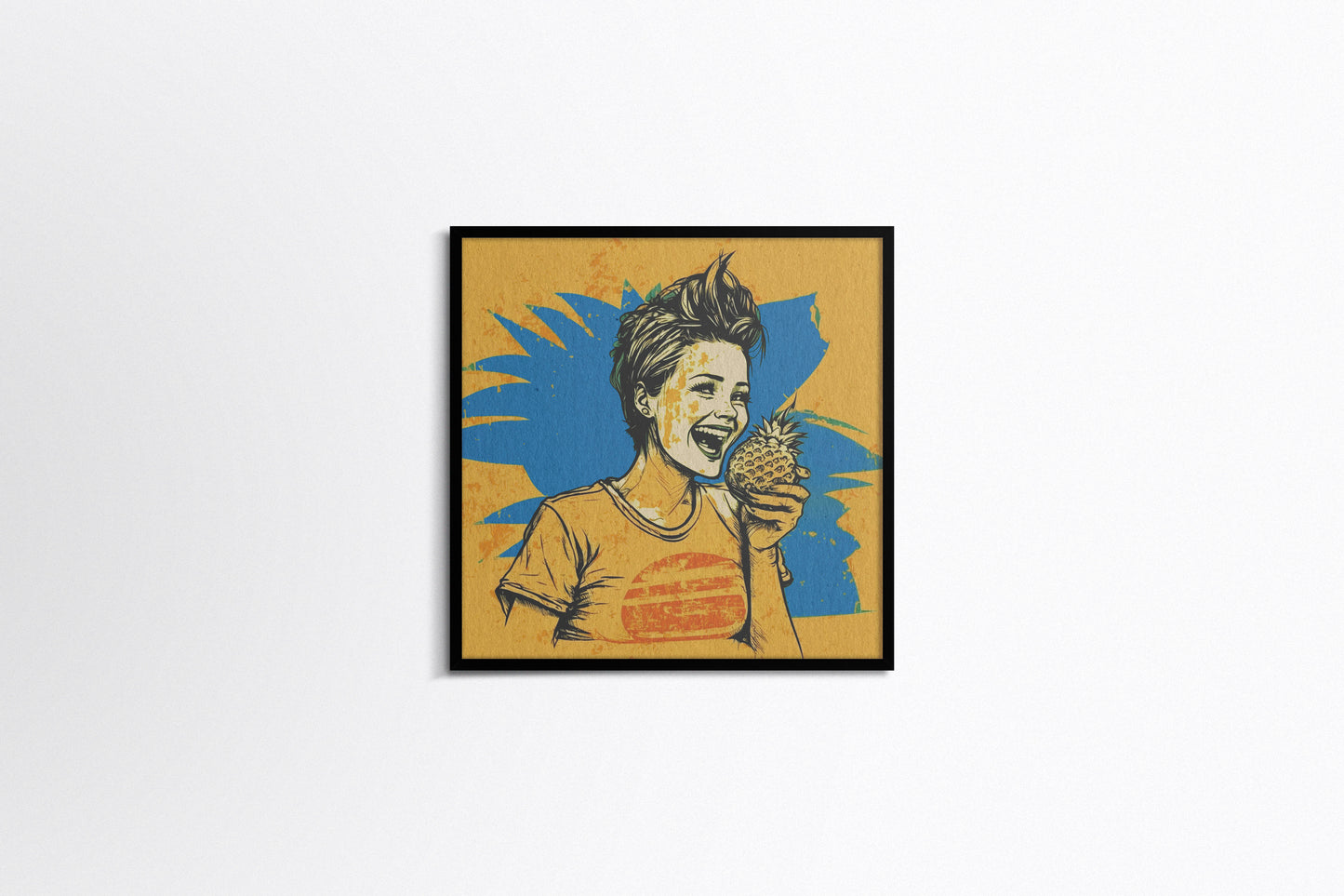 Print Food Woman With A Pineapple Retro Illustration 30x30cm