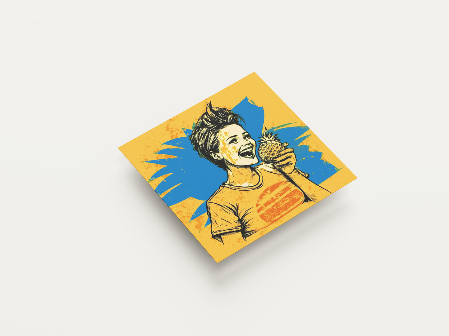 Print Food Woman With A Pineapple Retro Illustration 30x30cm