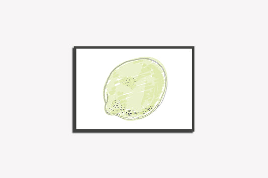 Print Food Fruits Lemon Closed Drawing Illustration 27.9x21.5cm