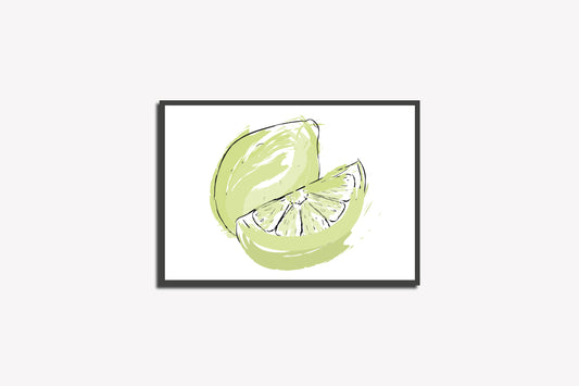 Print Food Fruits Lemon Closed & Cut Illustration 27.9x21.5cm