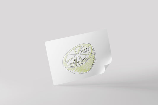 Print Food Fruits Lemon Cut Drawing Illustration 27.9x21.5cm