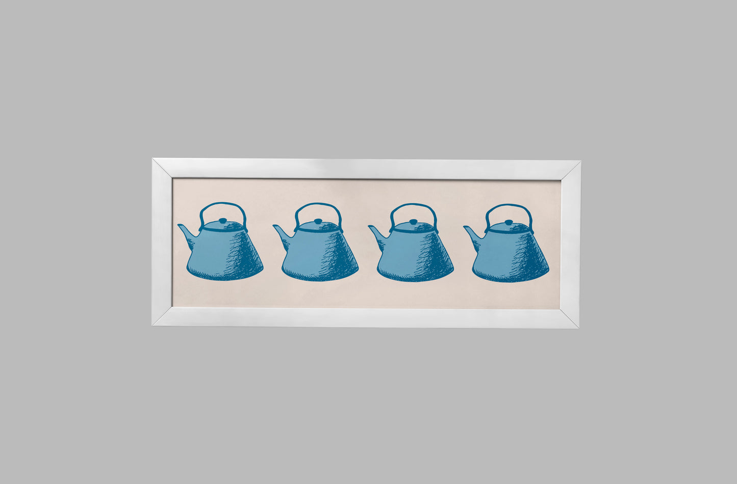 Print Food Kettles Beige Blue Pop Art 73x39cm