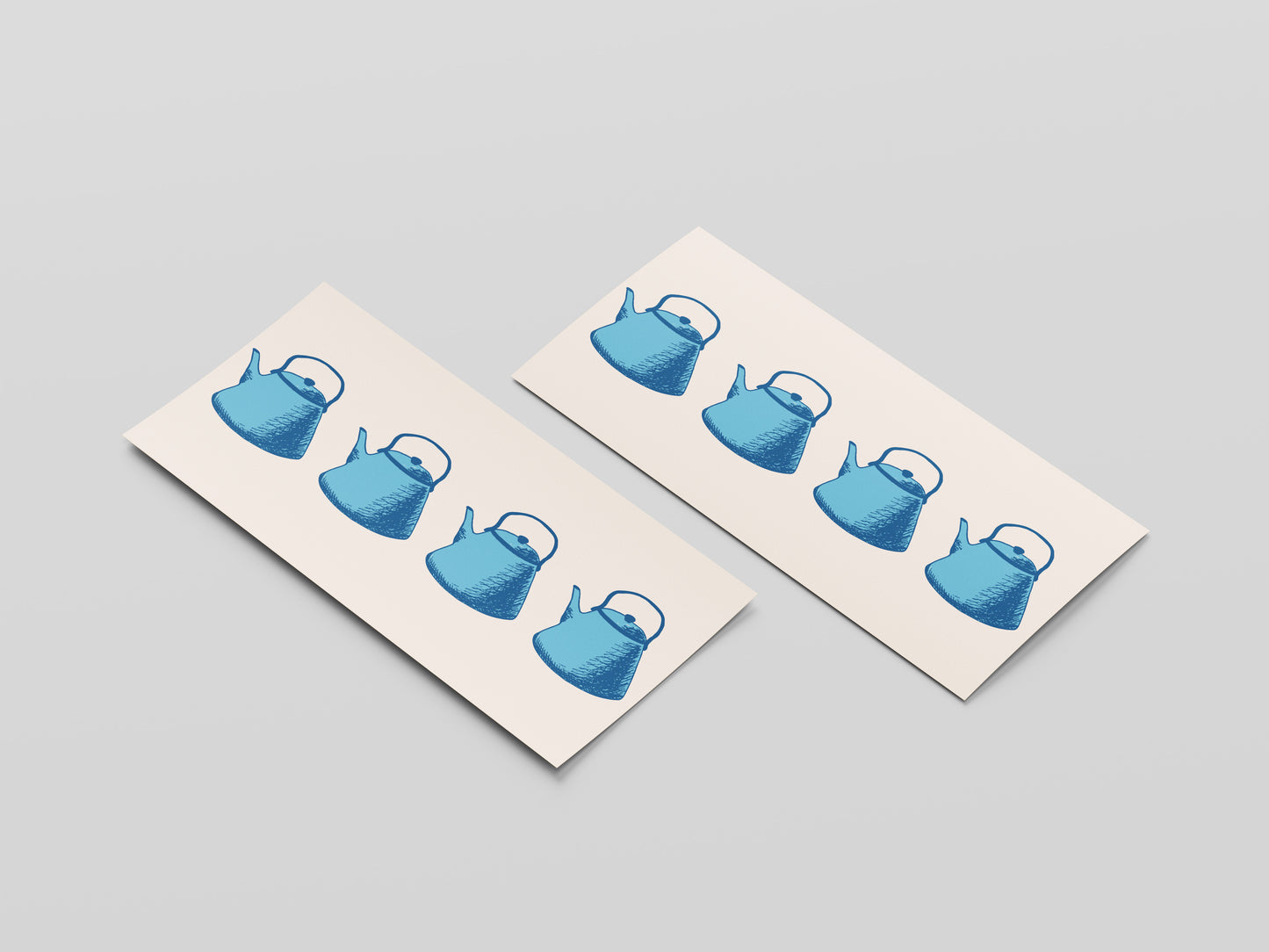 Print Food Kettles Beige Blue Pop Art 73x39cm