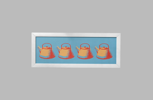 Print Food Kettles Blue Red Yellow Pop Art 73x39cm