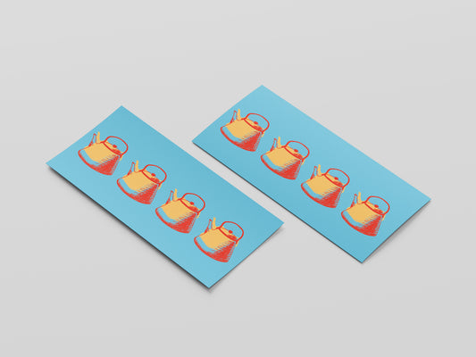 Print Food Kettles Blue Red Yellow Pop Art 73x39cm