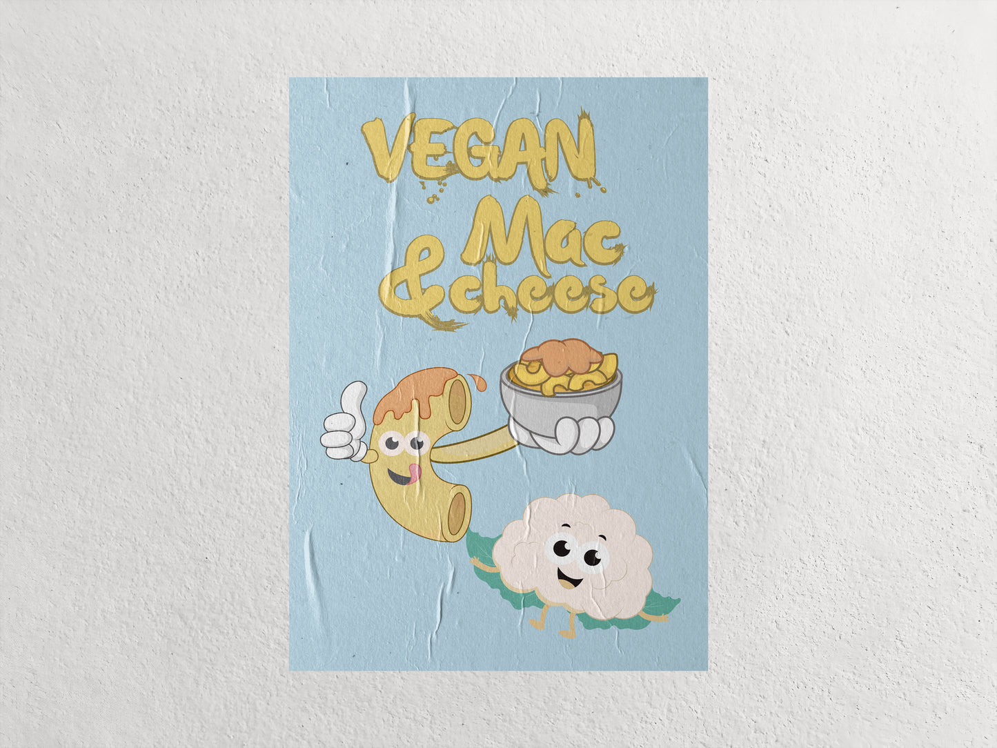 Print Food Vegan Mac & Cheese Cartoon 62x92cm