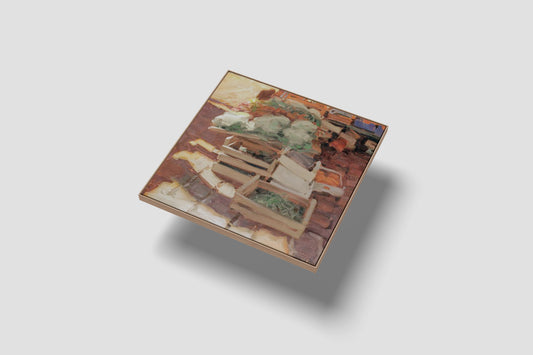 Print Food Vegetable Baskets Vintage Paint 50x50cm