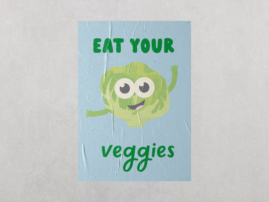 Print Food Vegetables Lettuce Eat Veggies Cartoon 165x197cm
