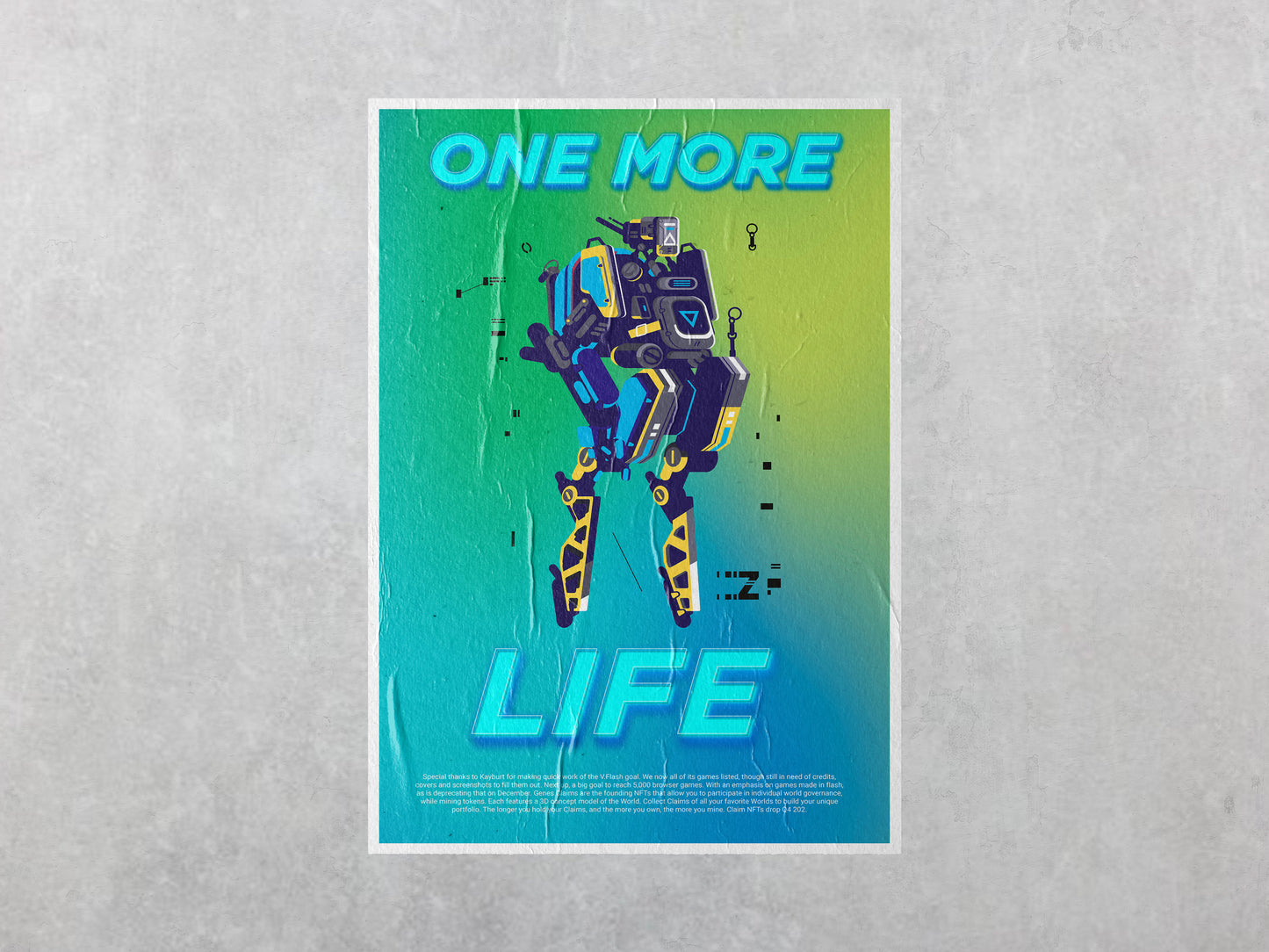 Print Gamer Robot Green Blue Advertisement 60x90cm