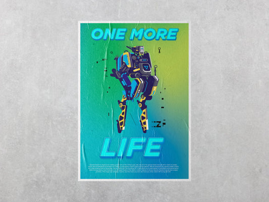 Print Gamer Robot Green Blue Advertisement 60x90cm