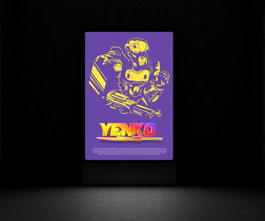 Print Gamer Robot Purple Yellow Advertisement 60x90cm