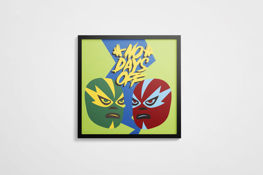 Print Mexican Lucha Libre Masks Illustration 70x70cm