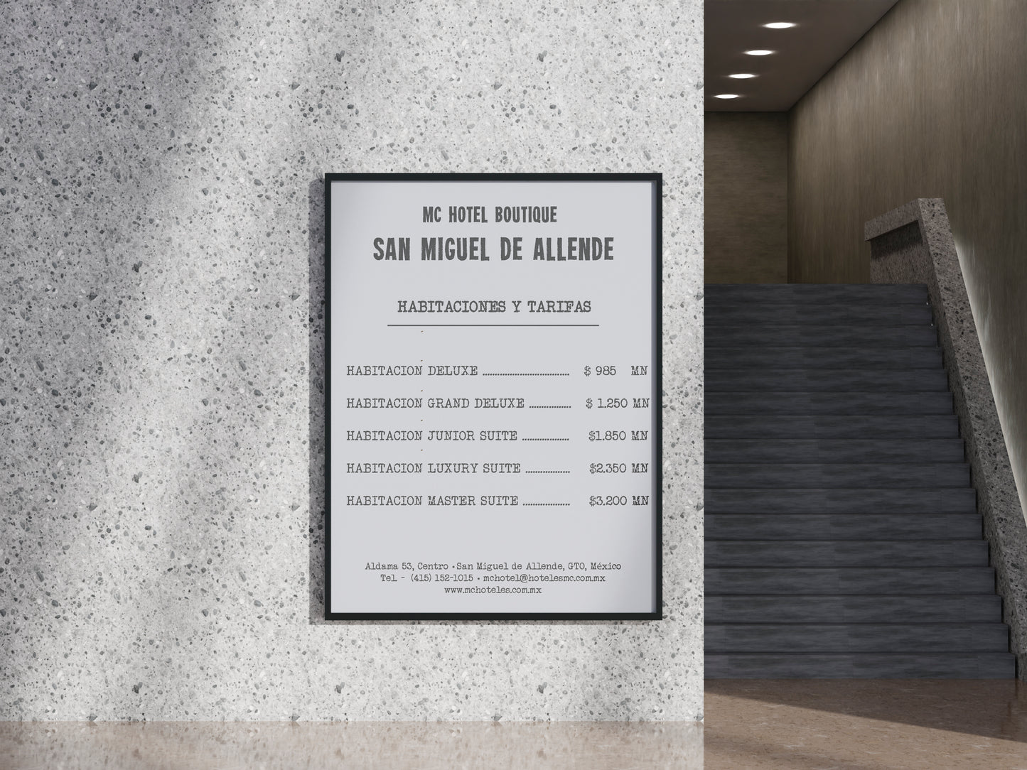 Print Hotel Sign Habitaciones Precios 9x15cm