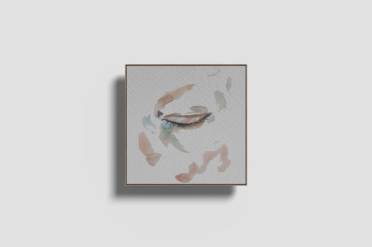 Print Abstract Human Body Eye Closed Blue Pink Illustration 20x20cm