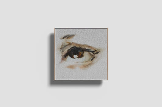 Print Abstract Human Body Eye Kid Brown Illustration 20x20cm