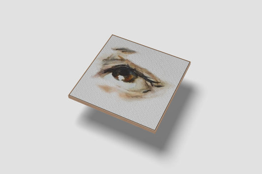 Print Abstract Human Body Eye Kid Brown Illustration 20x20cm