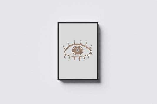Print Human Body Eye Opened Lines Minimalist Illustration 28x43cm