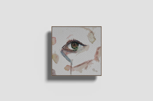 Print Abstract Human Body Eye Woman Green Pink Illustration 20x20cm