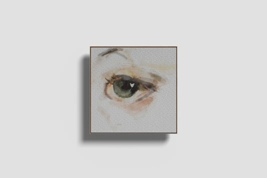 Print Abstract Human Body Eye Woman Green Yellow Orange Illustration 20x20cm