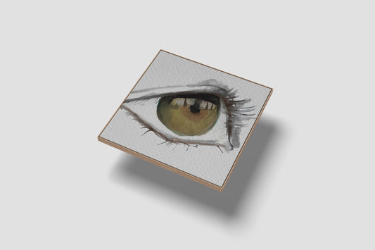 Print Abstract Human Body Eye Woman Yellow Illustration 20x20cm