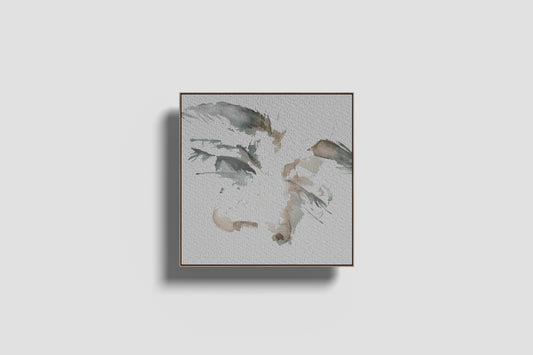 Print Abstract Human Body Eyes Closed Grey Brown Illustration 20x20cm