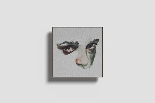 Print Abstract Human Body Eyes Grey Illustration 20x20cm