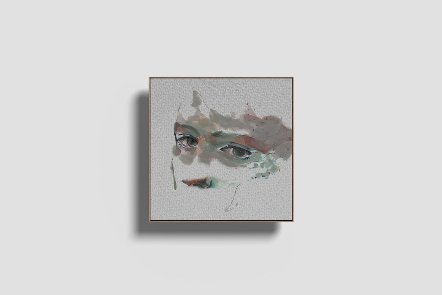 Print Abstract Human Body Eyes Woman Green Grey Illustration 20x20cm
