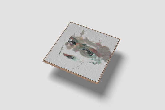 Print Abstract Human Body Eyes Woman Green Grey Illustration 20x20cm