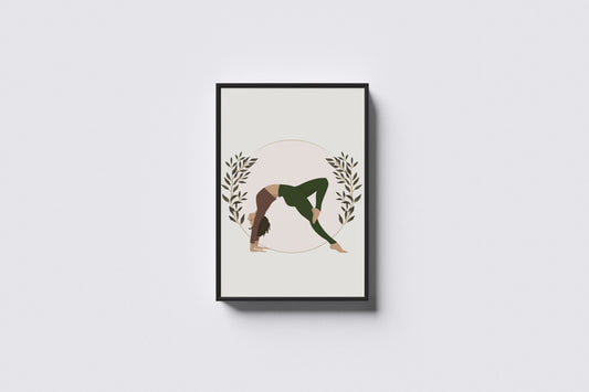 Print Woman Doing Yoga Cartoon Illustration 28x43cm
