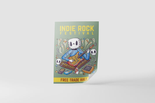 Print Indie Rock Festival Cartoon Advertisement 24x36cm