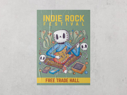 Print Indie Rock Festival Cartoon Advertisement 24x36cm