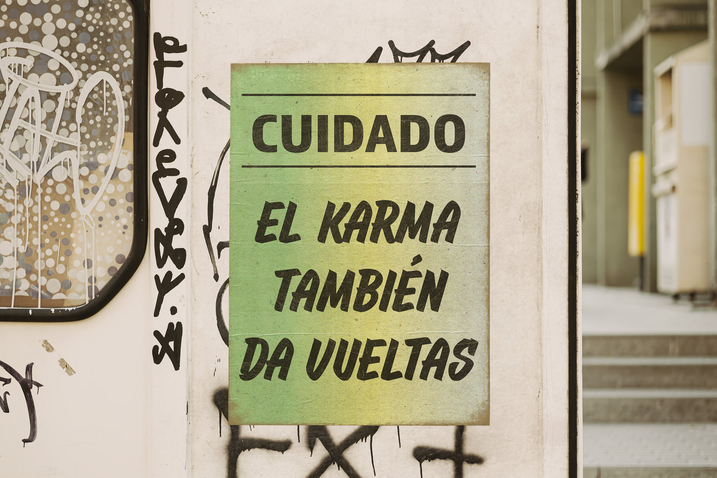 Print Urban Kitsch Advertisement Cuidado Con El Karma 60x90cm