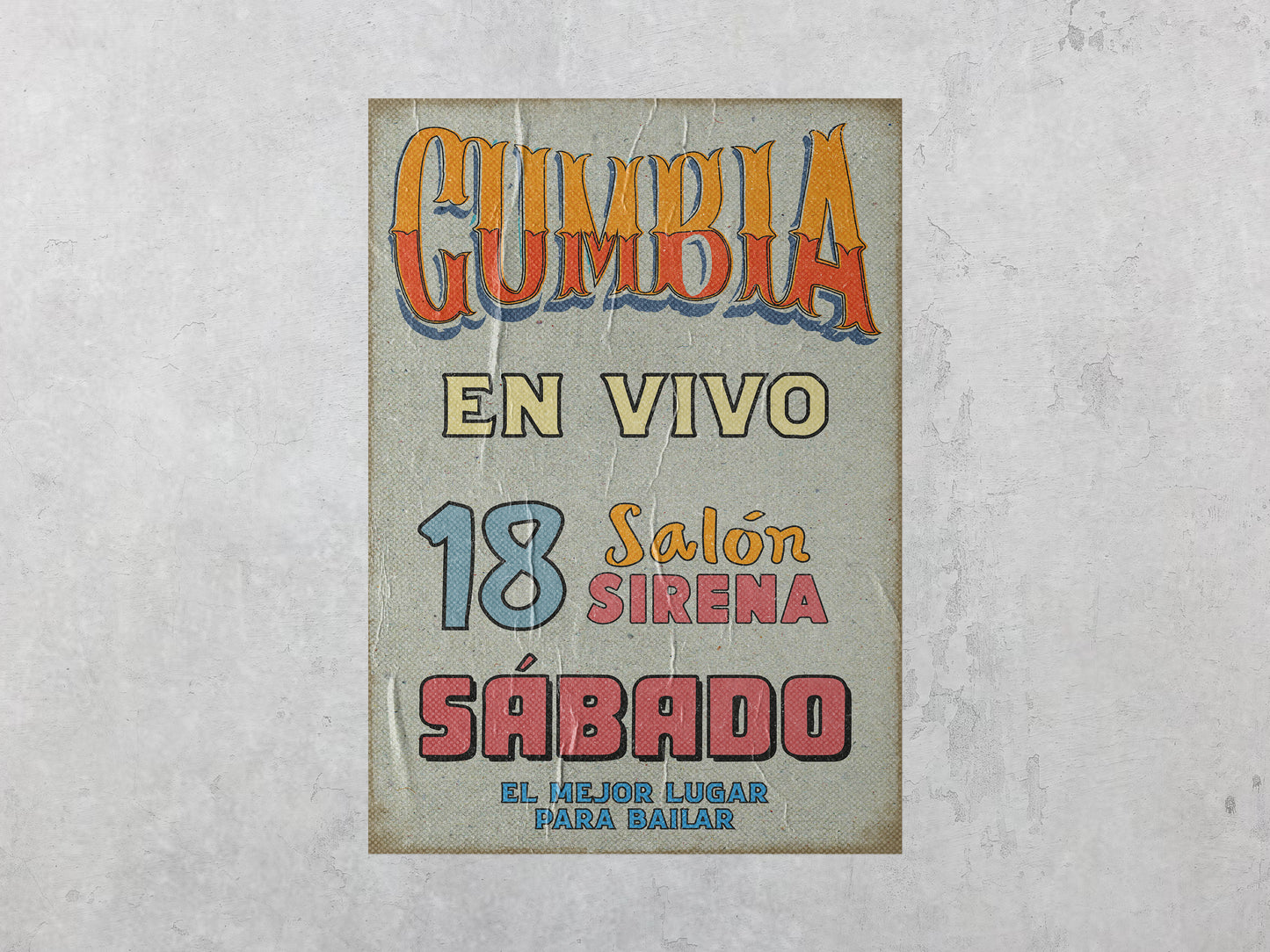 Print Urban Kitsch Advertisement Cumbia En Vivo 60x90cm