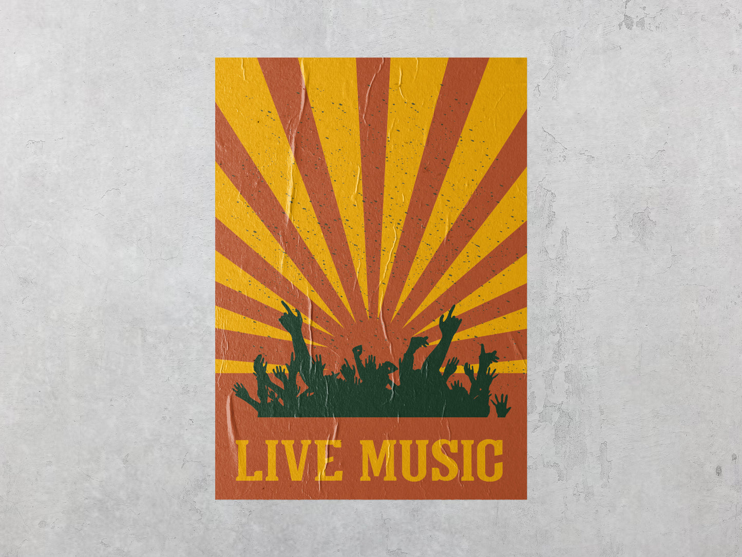 Print Music Live Retro Illustration 24x36cm