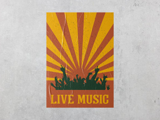 Print Music Live Retro Illustration 24x36cm