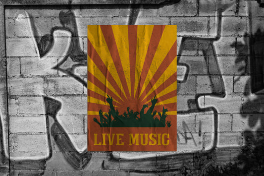 Print Music Live Retro Illustration 24x36cm