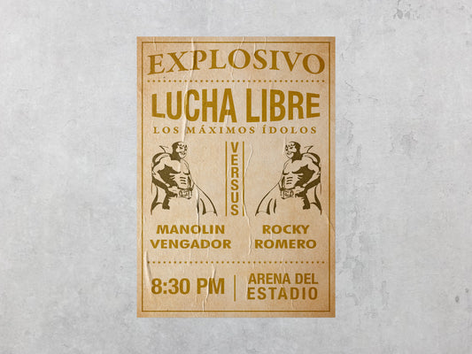 Print Lucha Libre Explosivo Vintage Advertisement 60x90cm