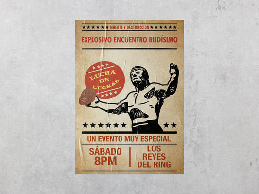 Print Lucha Libre Explosivo Encuentro Vintage Advertisement 60x90cm