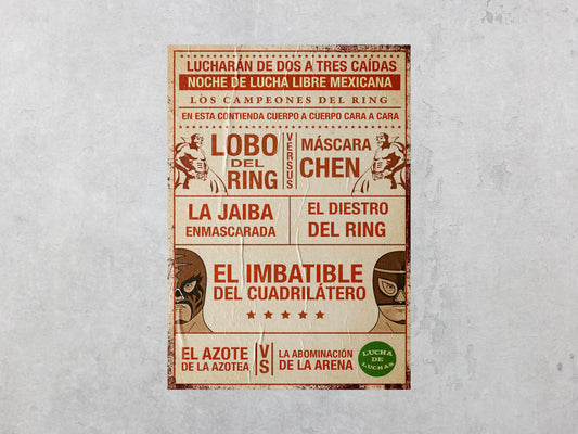 Print Lucha Libre Los Campeones del Ring Vintage Advertisement 60x90cm