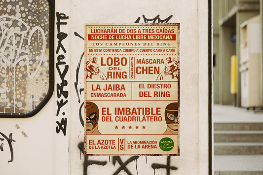 Print Lucha Libre Los Campeones del Ring Vintage Advertisement 60x90cm