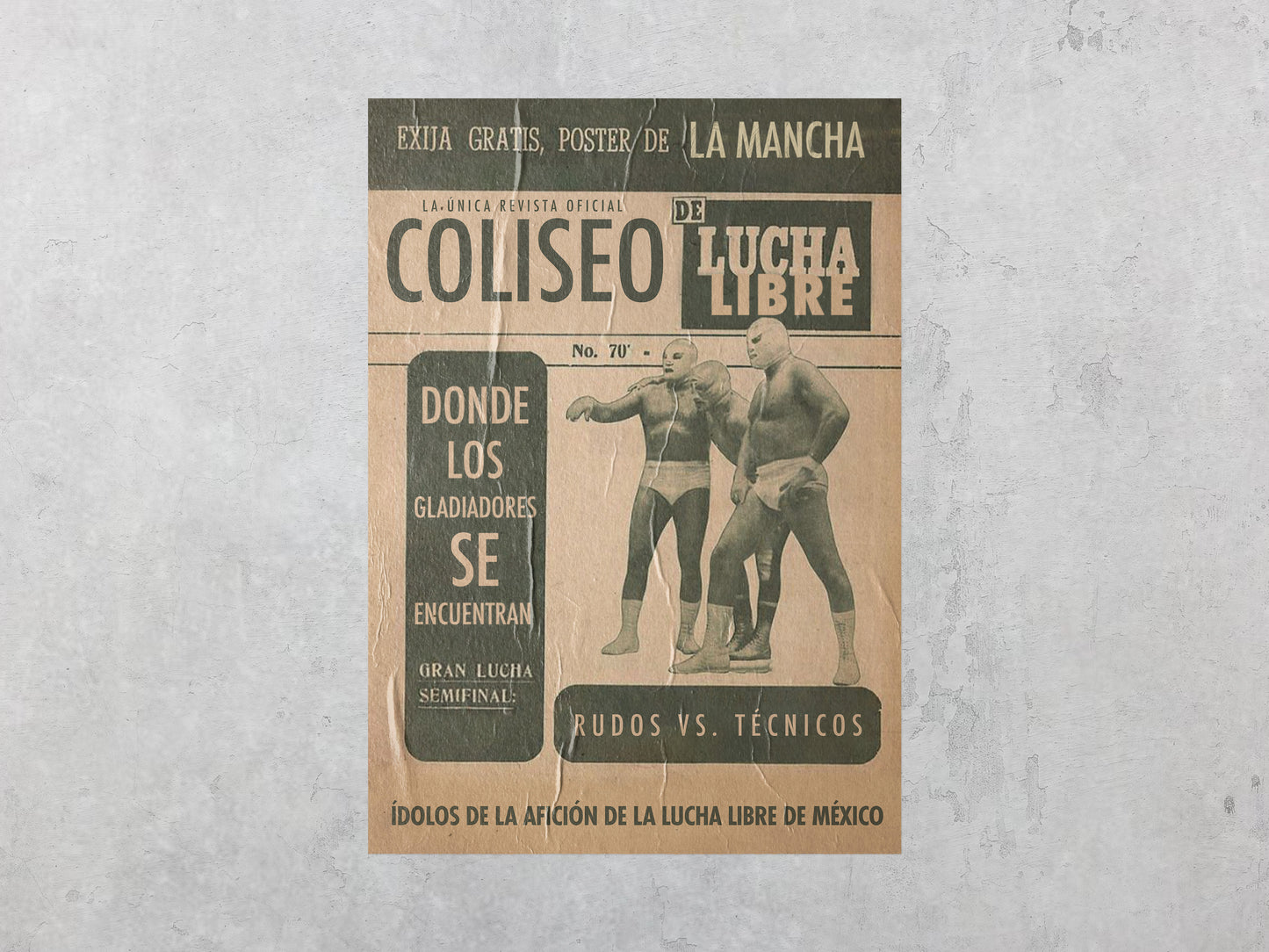 Print Lucha Libre Coliseo Magazine La Mancha Vintage 31x45cm