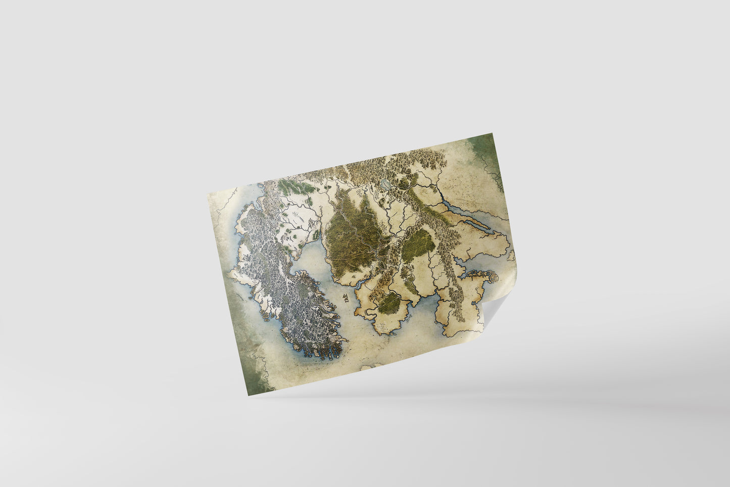 Print Map Antique Fantasy Vintage Illustration 40x25cm