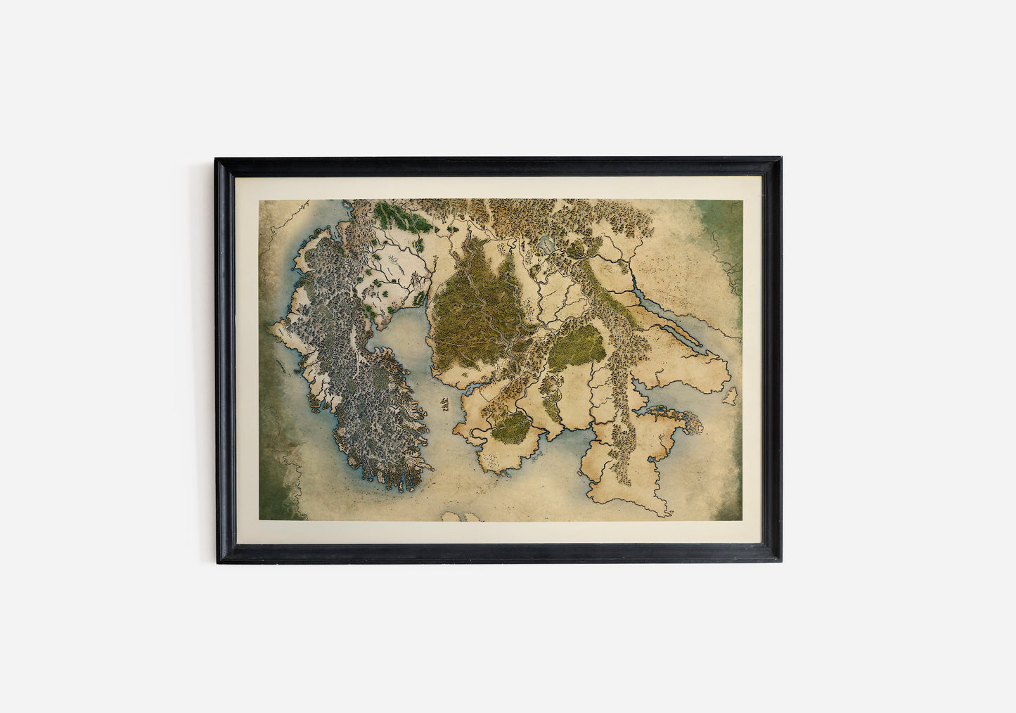 Print Map Antique Fantasy Vintage Illustration 40x25cm