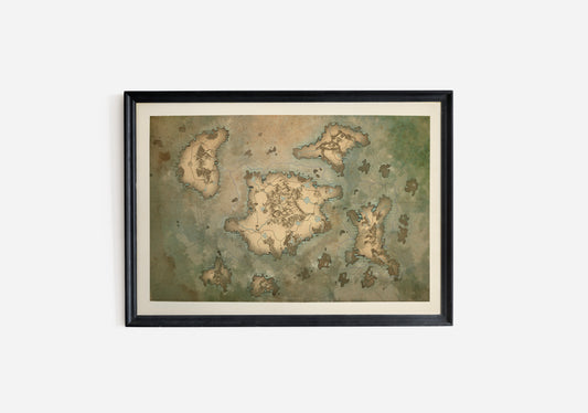 Print Map Antique Vintage Illustration 40x25cm