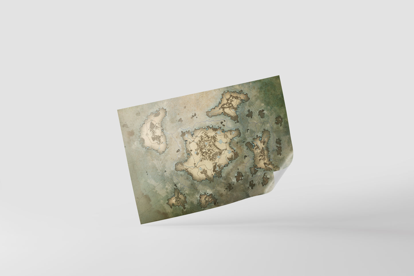 Print Map Antique Vintage Illustration 40x25cm