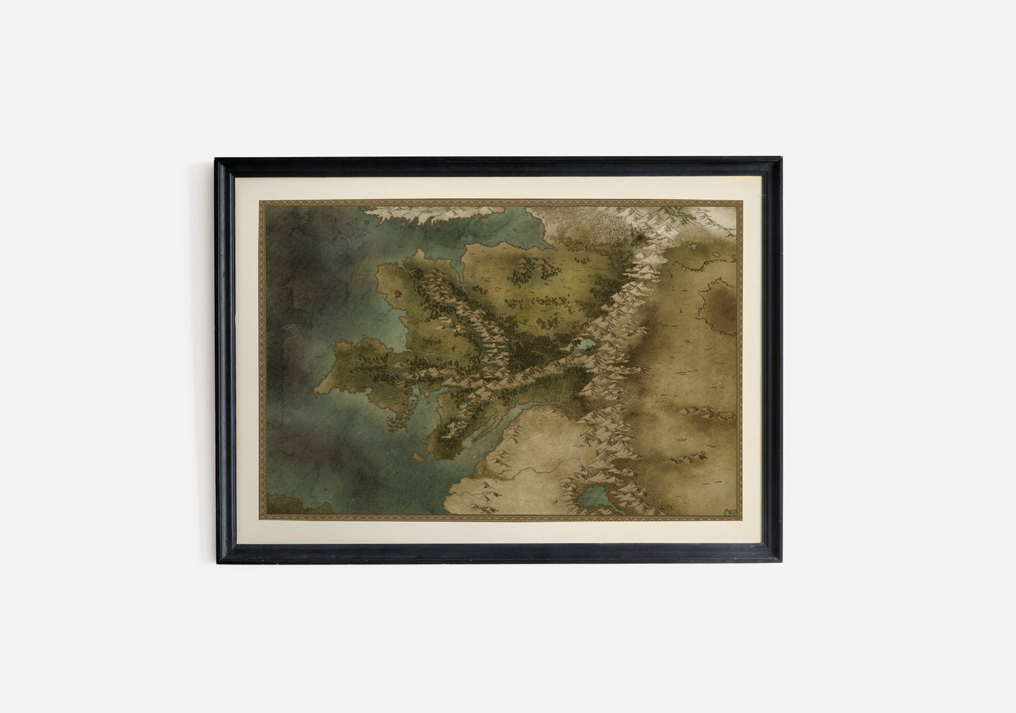 Print Map Antique Regional Vintage Illustration 35x25cm