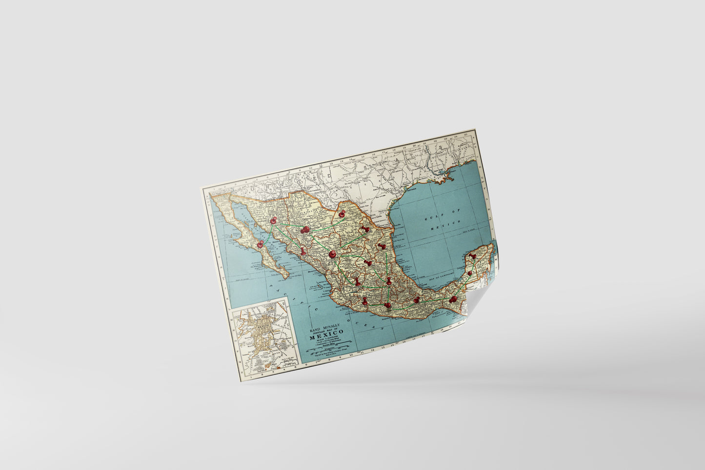 Print Map Of Mexico Vintage 20x15cm