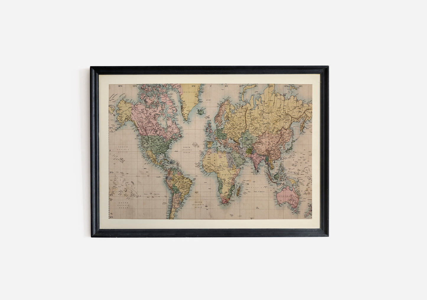 Print Map World Vintage Illustration 280x140cm