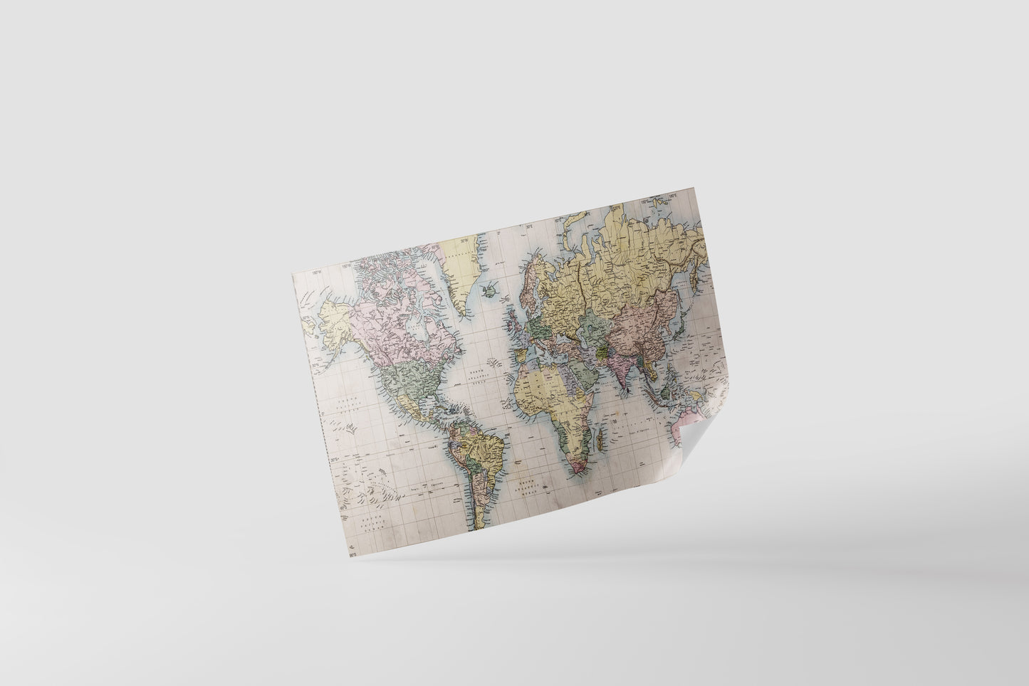 Print Map World Vintage Illustration 280x140cm