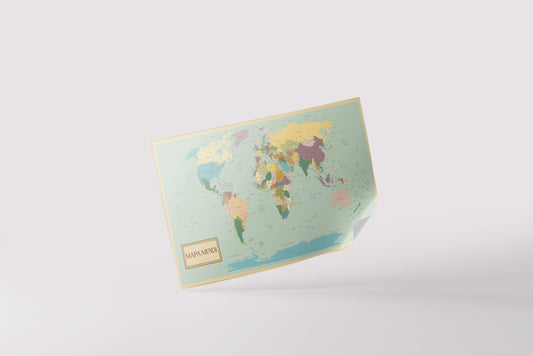 Print School World Map Vintage 35.5x18cm
